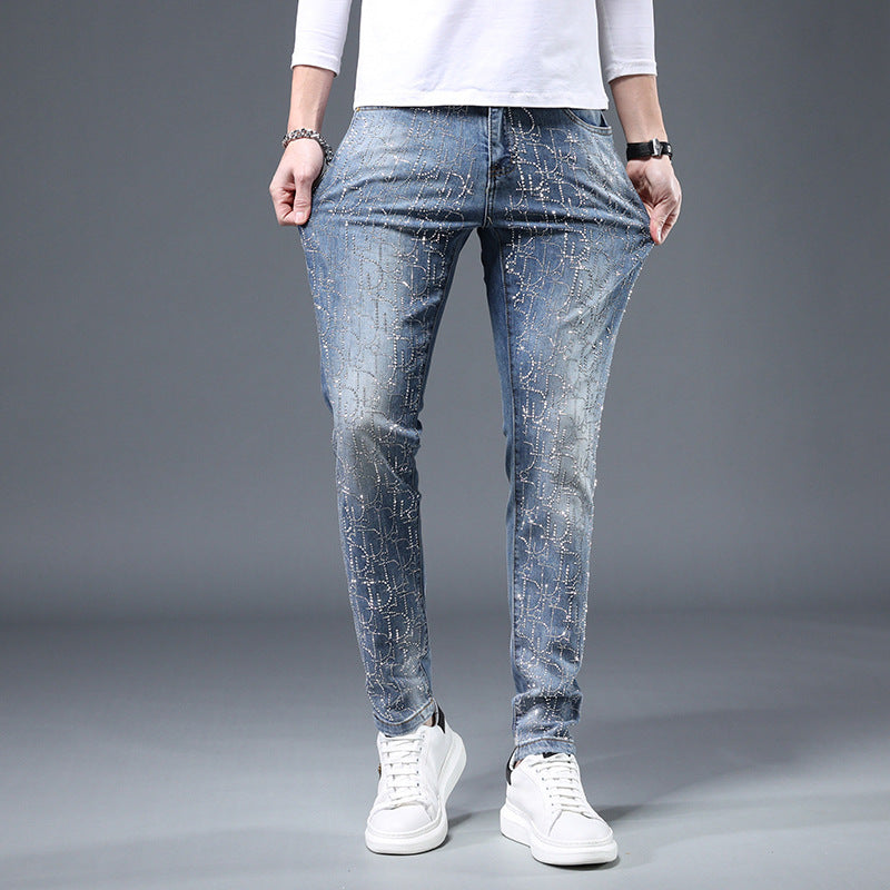 Stamped Slim-Fit Trousers