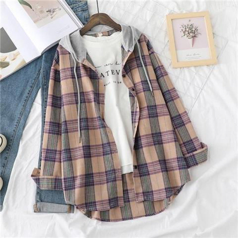 Plaid Flannel Hoodie Shirt