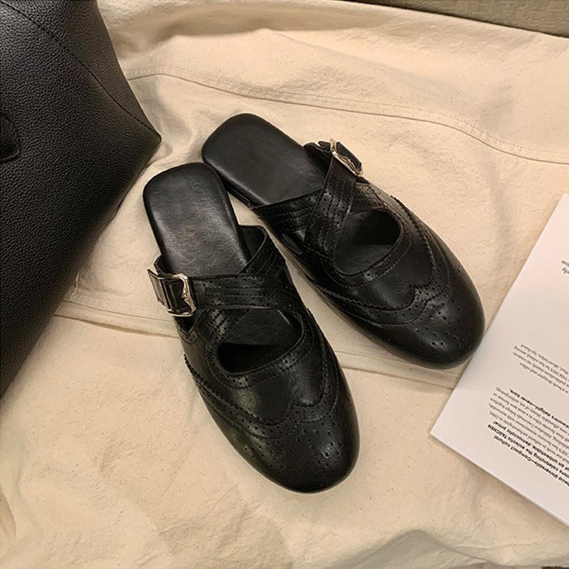 Cutout Leather Mules