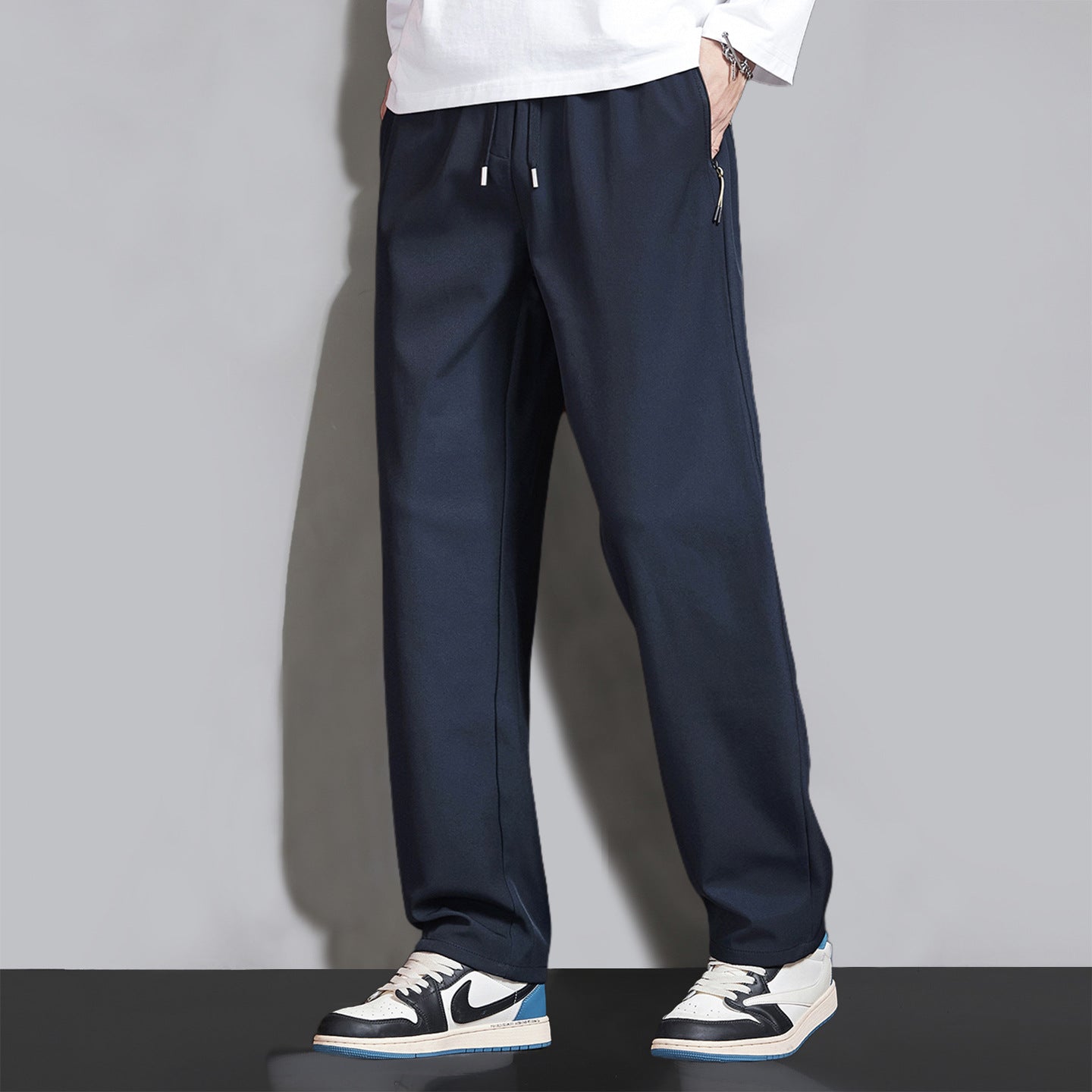 Straight-Leg Casual Sport Trousers