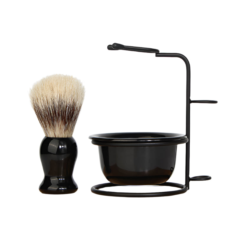 Beard Brush Set Wholesale Men's Shaving Foam Soap Bowl Shaving Soft Bristle Beard Brush Stand Pig Bristle Beard Brush