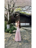 Pink U-Neck A-Line Dress