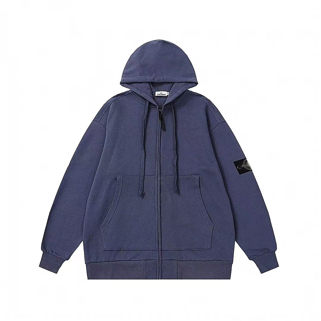 Compass-Patch Zip Hoodie