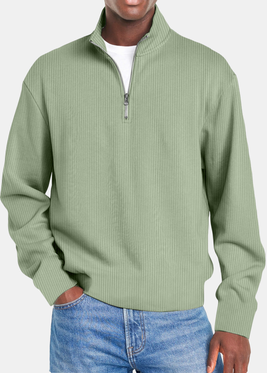 Ribbed Quarter-Zip Pullover