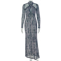 Long-Sleeve Halter Dress