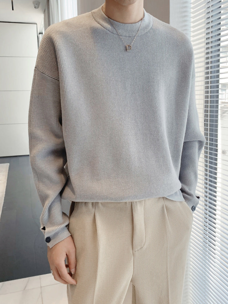 Button-Cuff Knit Sweater