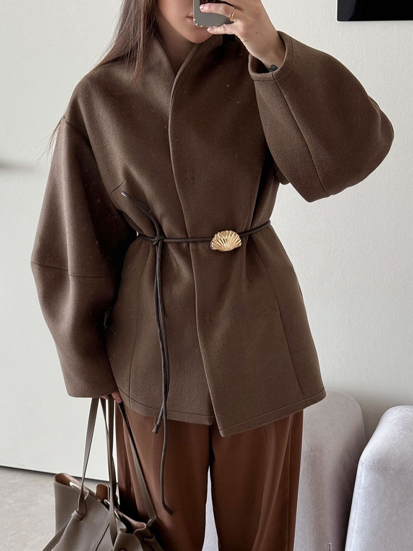 Minimalist Belted Woolen Jacket