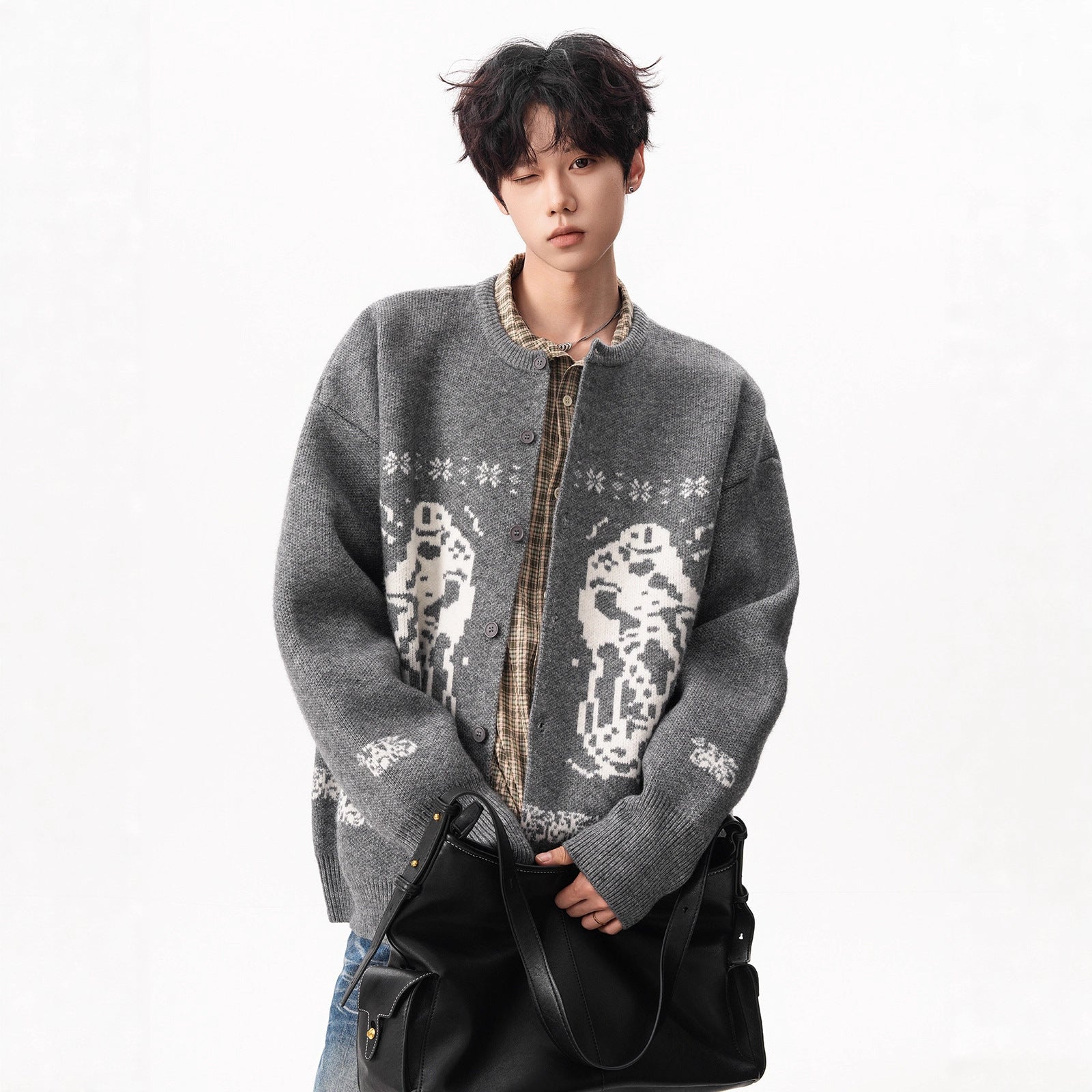 Oversized Fair Isle Jacquard Cardigan