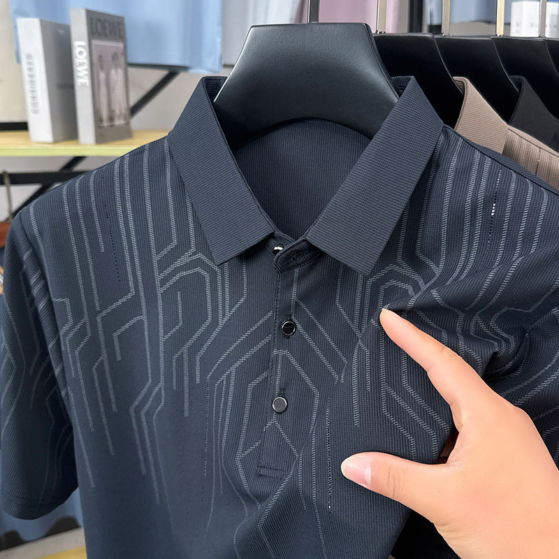 Geometric Ice-Silk Knit Polo