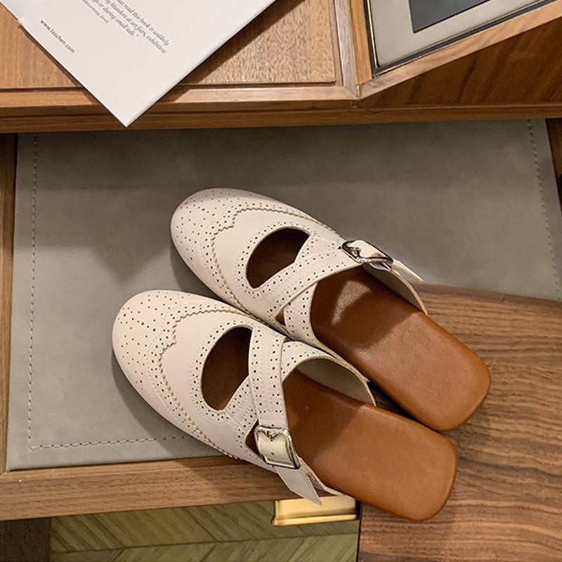 Cutout Leather Mules