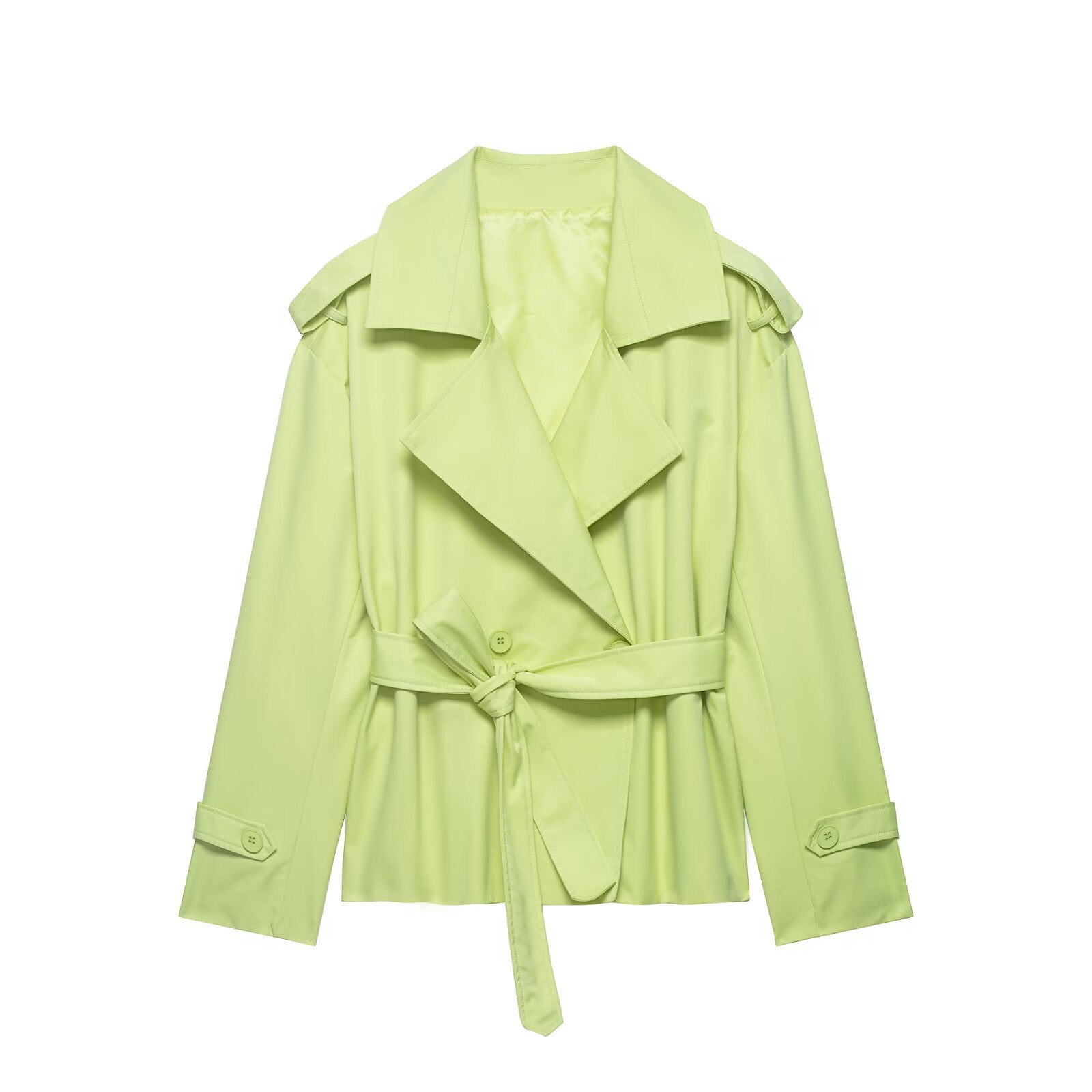 Elegant Tie Waist Short Trench Jacket