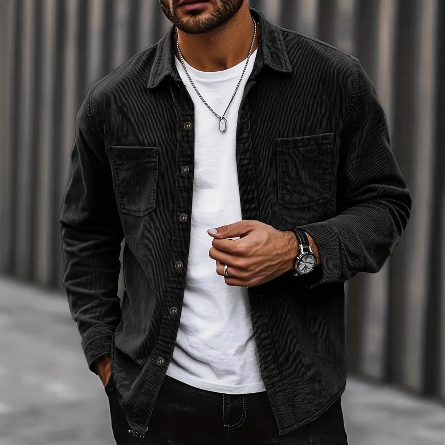Casual Cord Shirt Jacket