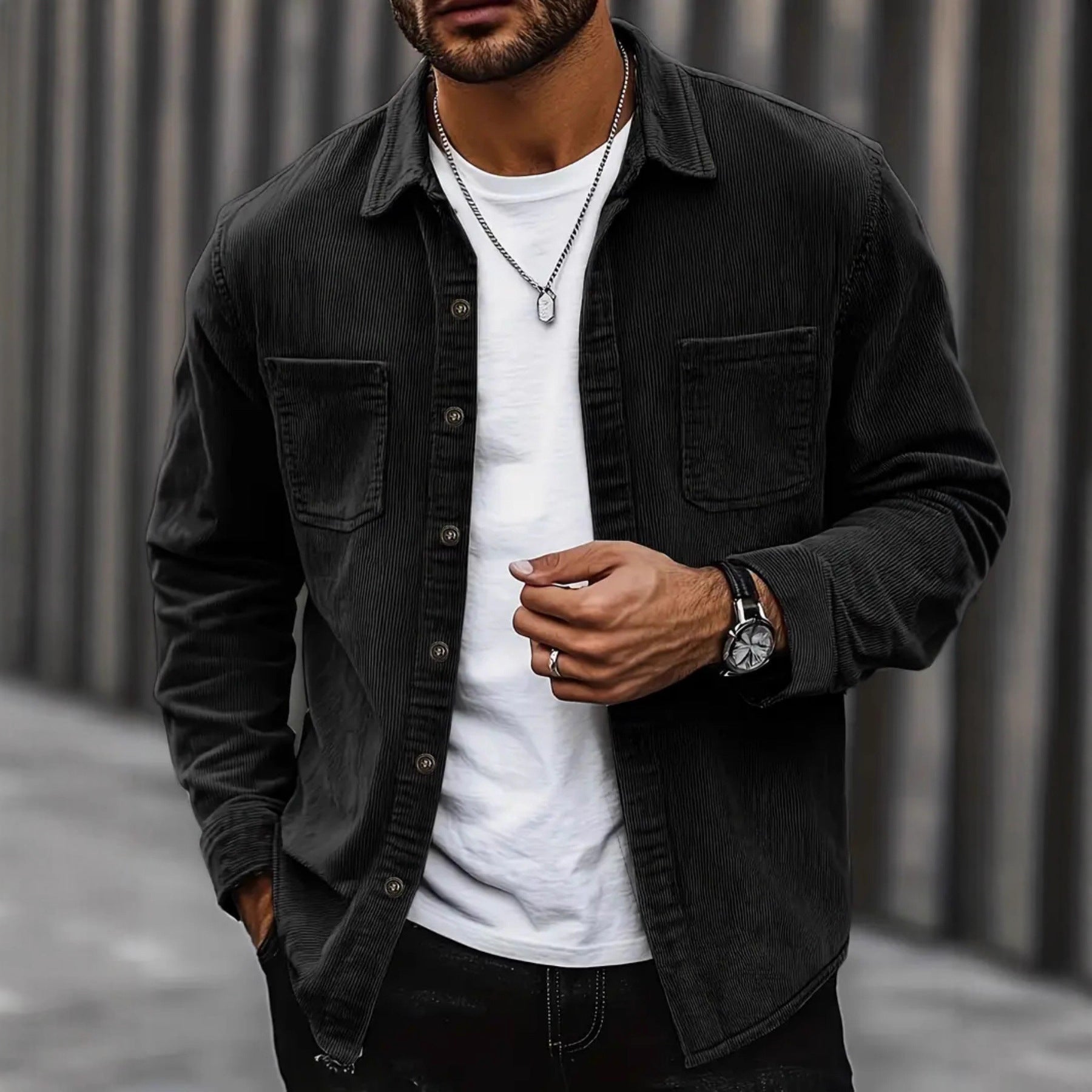 Casual Cord Shirt Jacket