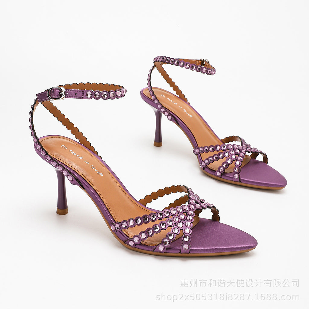 Satin Rhinestone Sandals