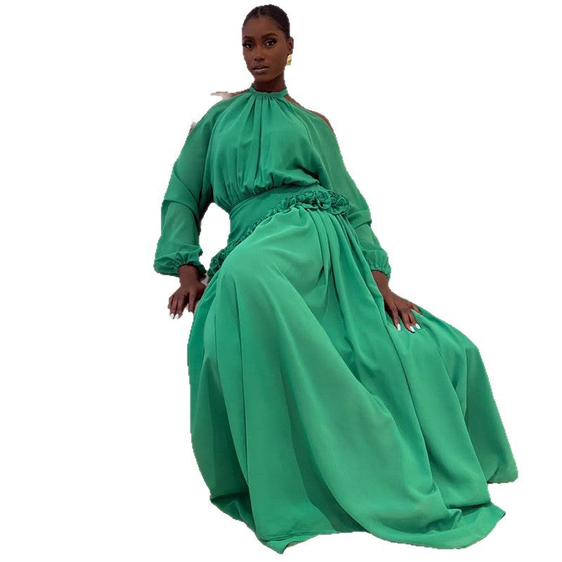 Off-Shoulder Ruffle-Waist Dress