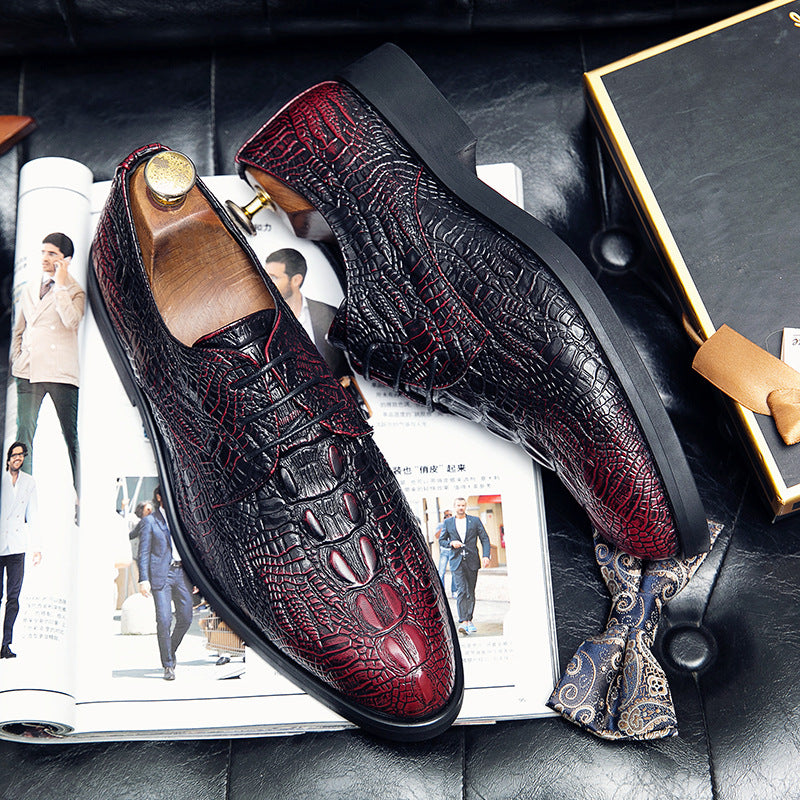 Men's Alligator-Embossed Oxfords