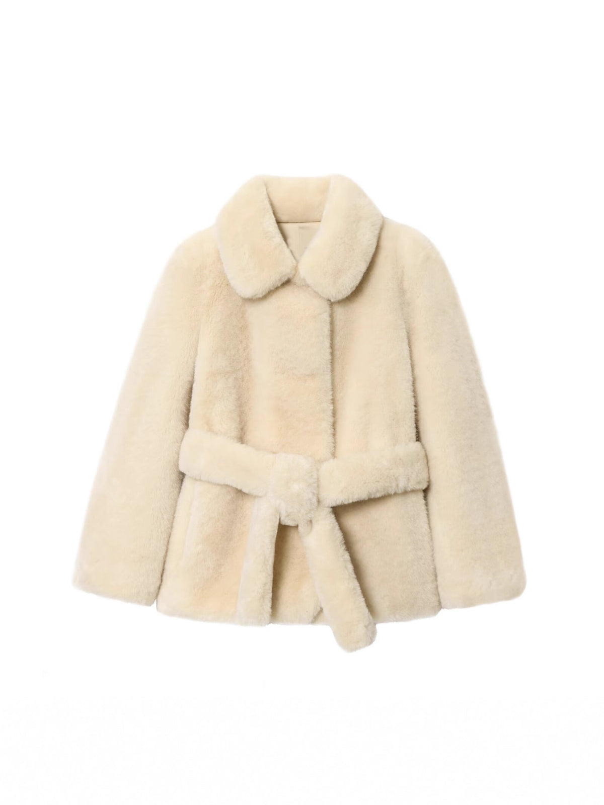 Women's Belted Faux Fur Wrap Coat