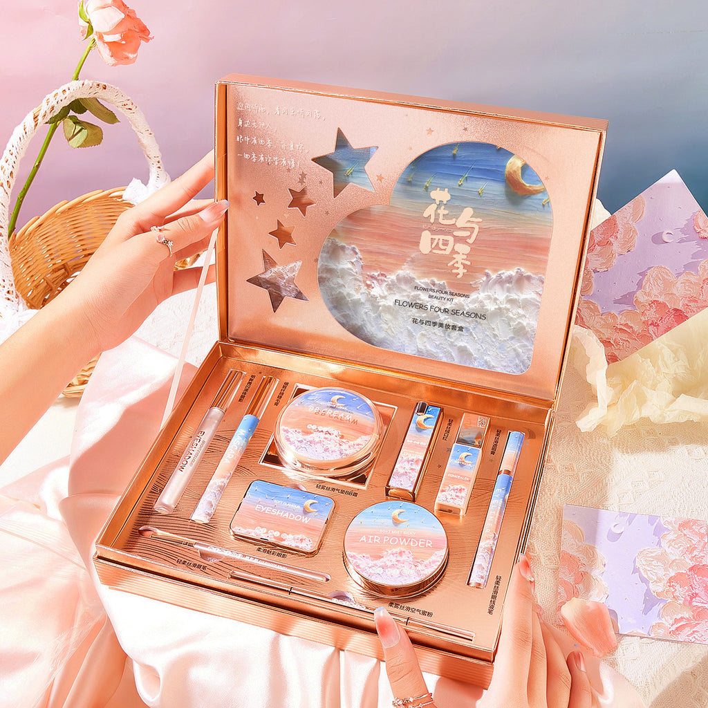 Flowers and Four Seasons Gift Box, Makeup Set, 10-Piece Set, Beauty Gifts, Good Things, Cosmetics, Full Set, Student Party, and a Complete Set