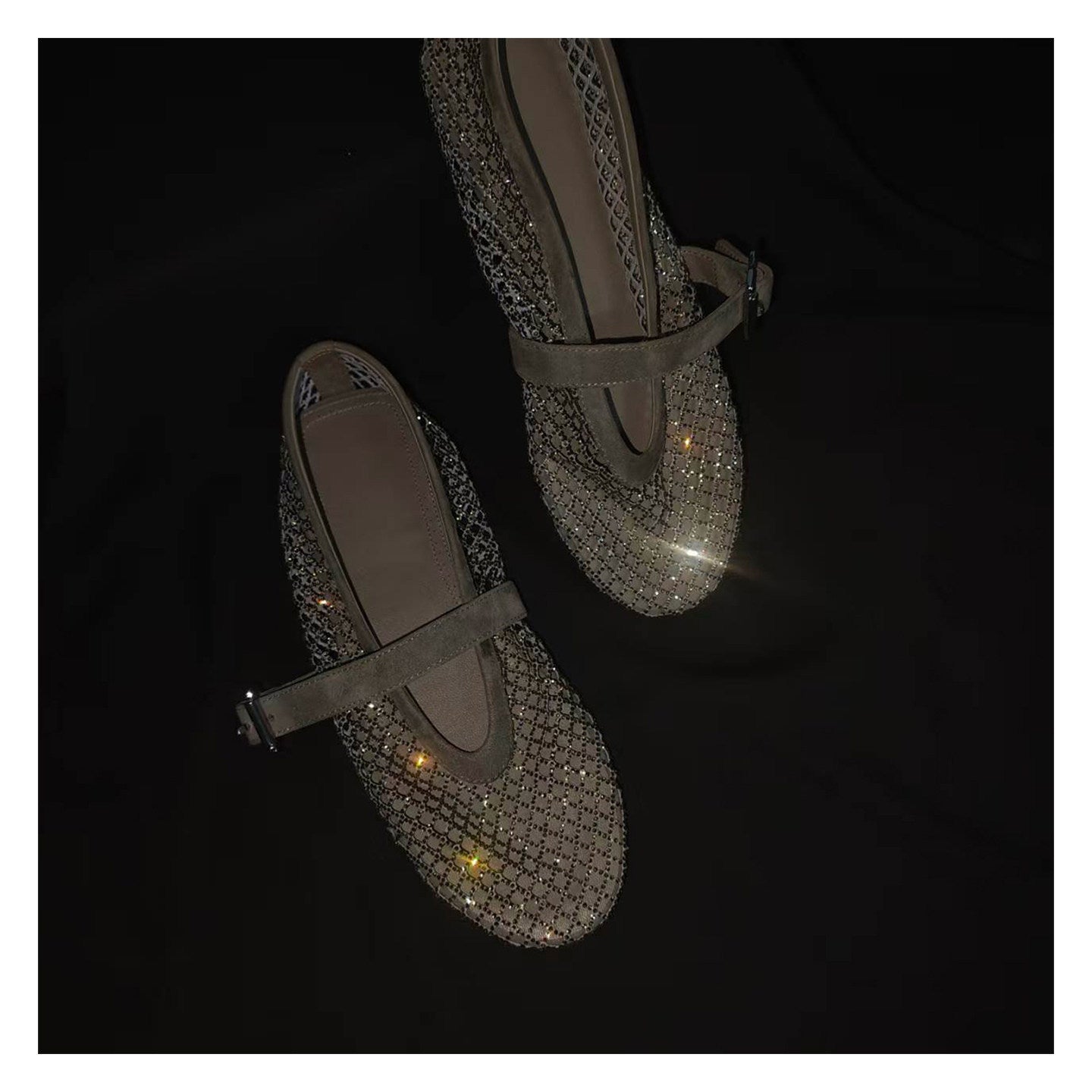 Rhinestone Mesh Mary Jane Flats
