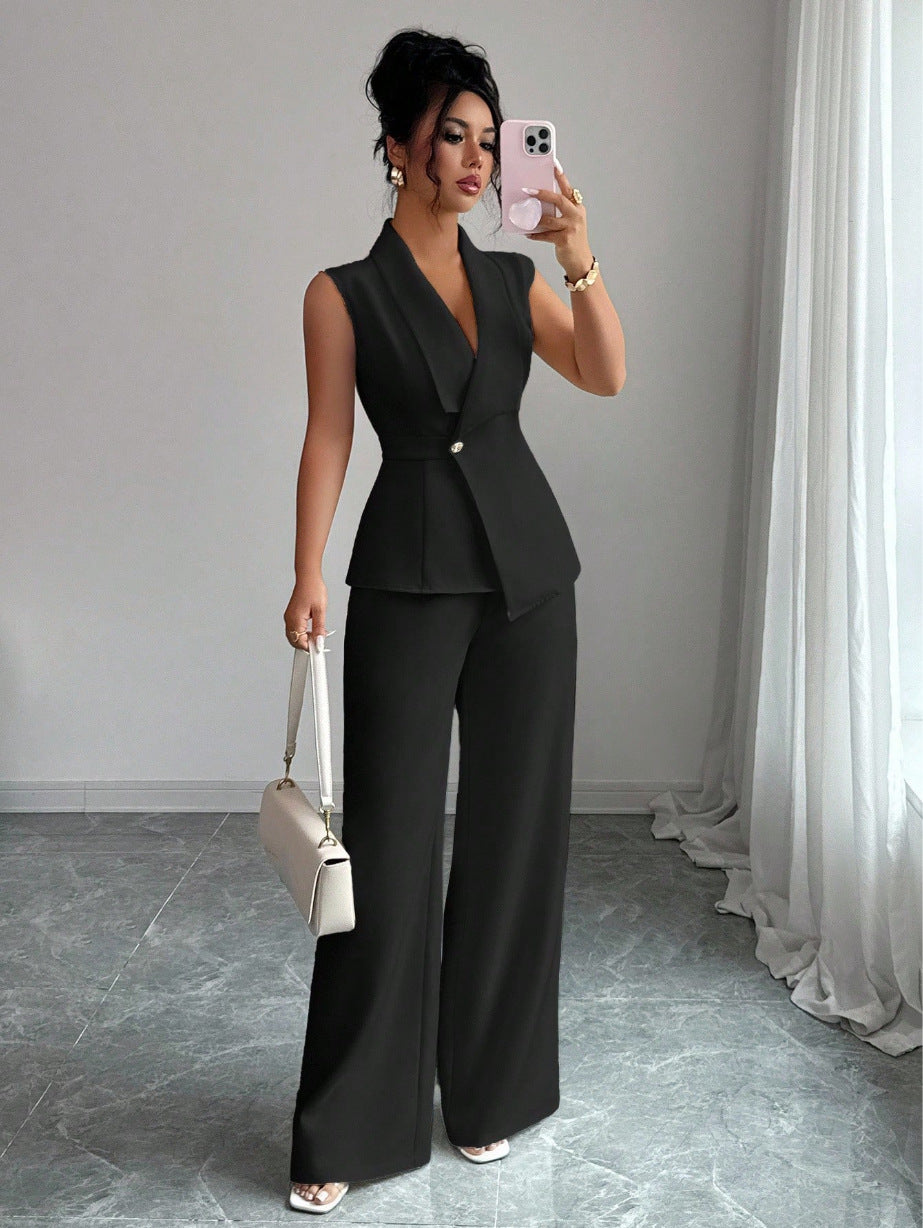 Blazer and Wide Leg Trousers Two Piece Set