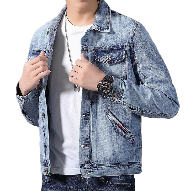 Slim-Fit Denim Casual Jacket
