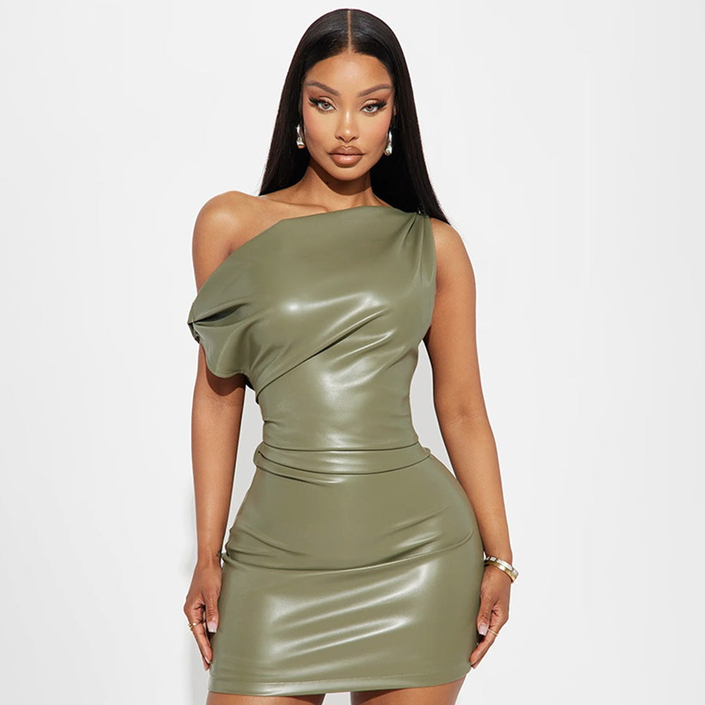Sleek One Shoulder Ruched Mini Dress