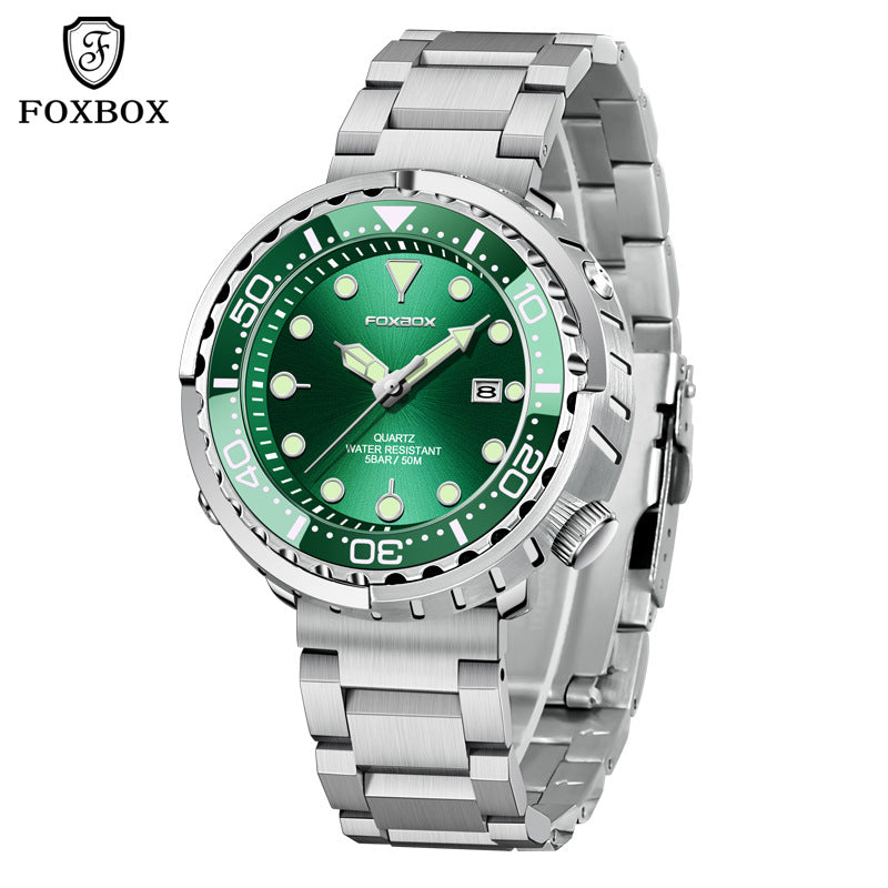 LIGE2023 cross-border exclusive FOXBOX men's quartz watch three-hand date waterproof watch business men's watch