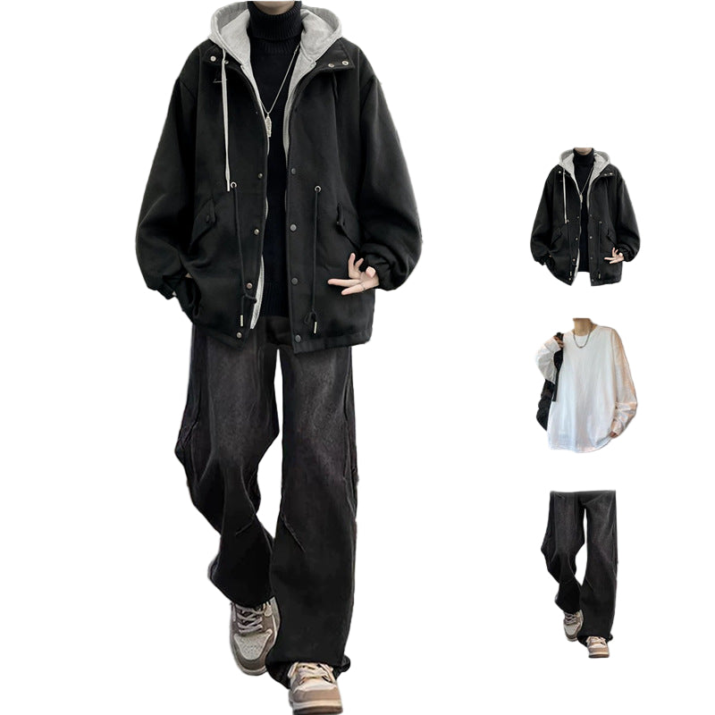 Layered Hooded Jacket Set