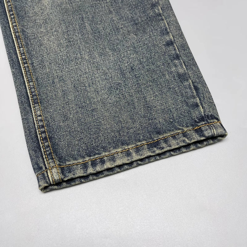 Vintage Patchwork Straight-Leg Jeans