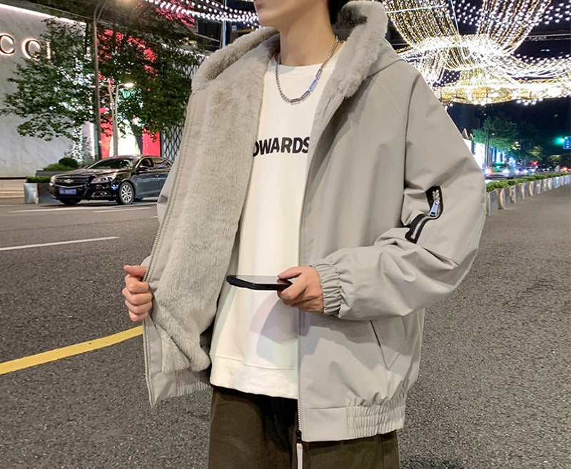 Fleece-Lined Hooded Bomber Jacket