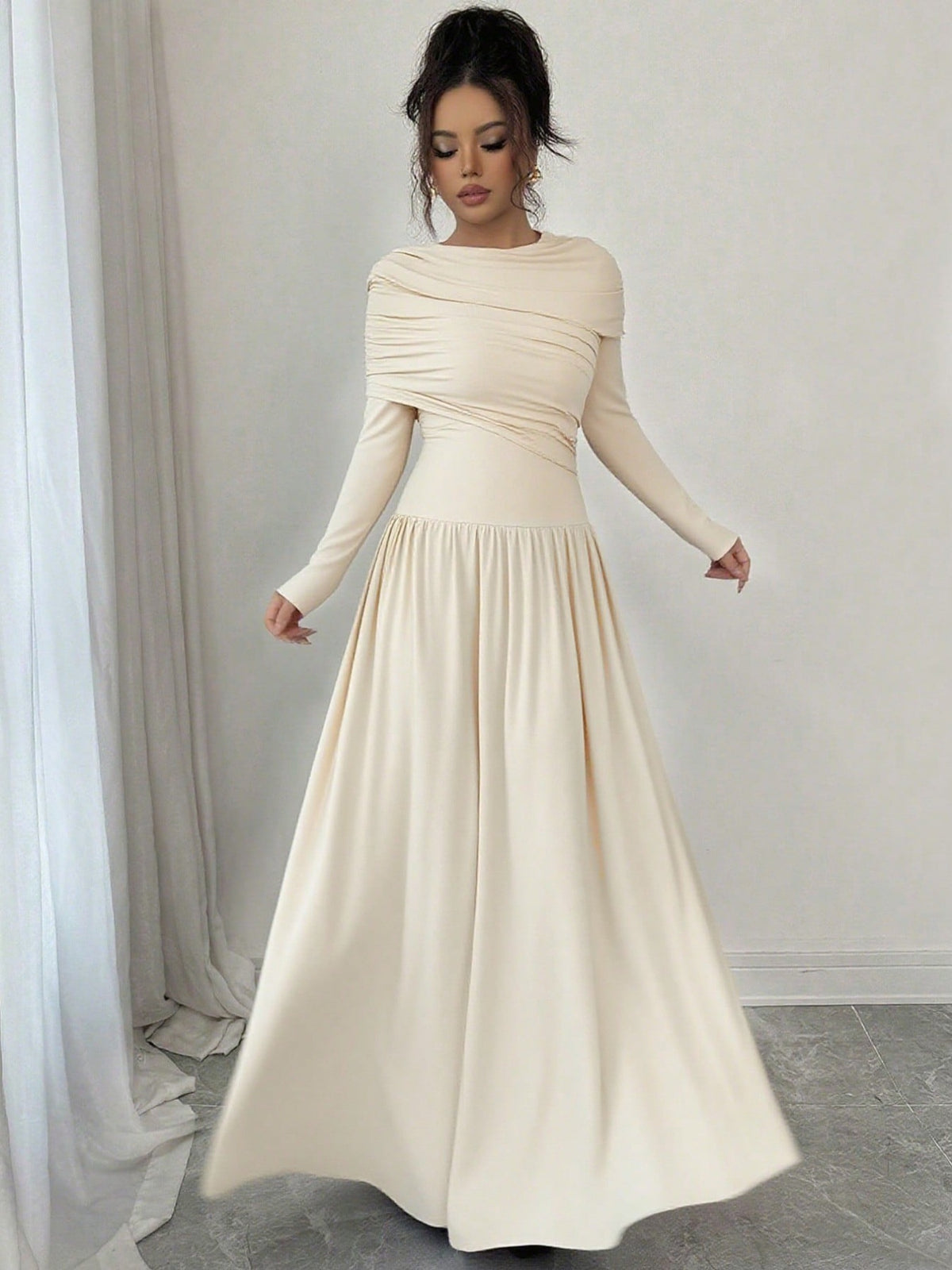 Long-Sleeve Evening Maxi Dress