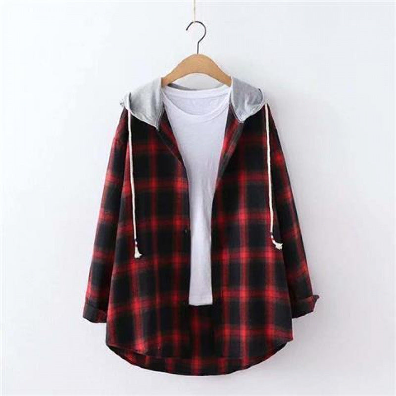Plaid Flannel Hoodie Shirt