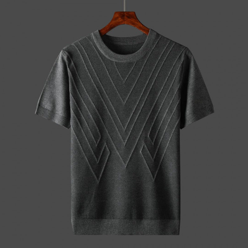 Textured Knit Short-Sleeve Sweater