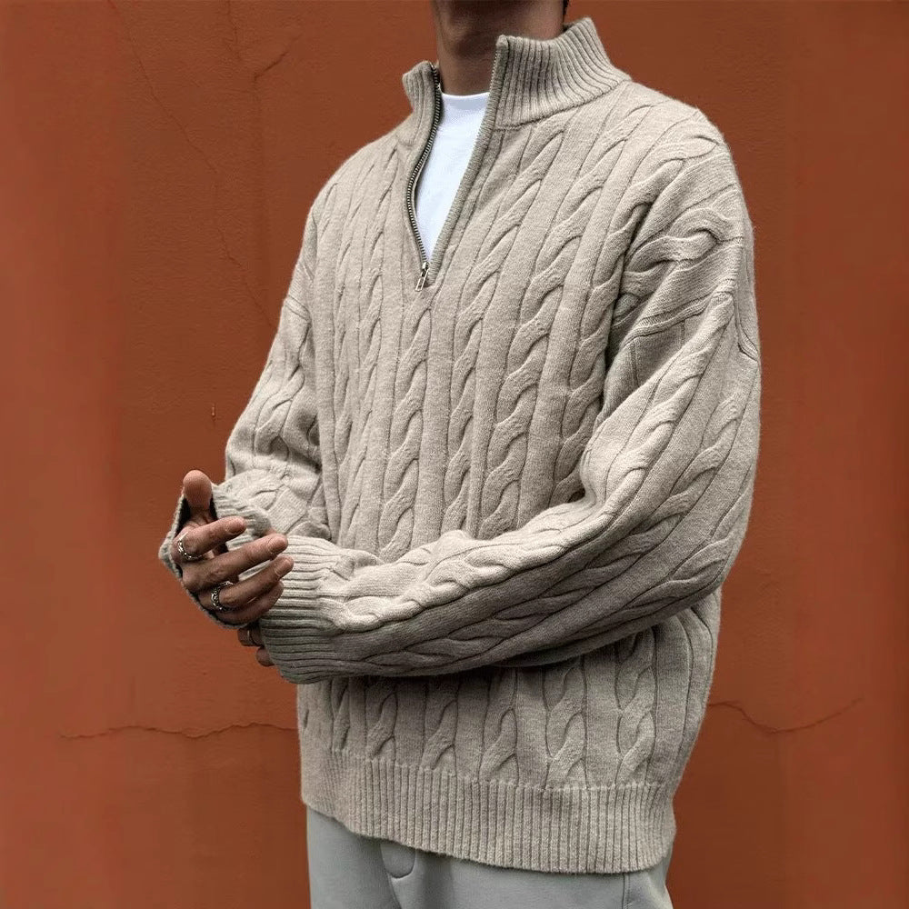 Cable-Knit Quarter-Zip Sweater