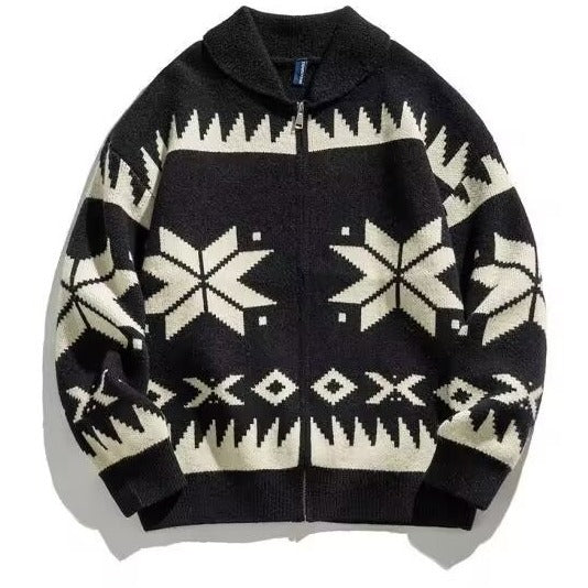 Vintage Nordic Zip-Up Cardigan