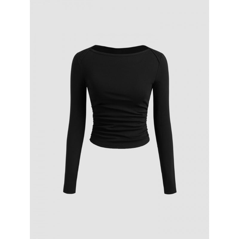Ruched Long Sleeve Crop Top