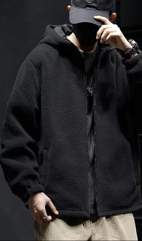 Plush Hooded Zipper Jacket