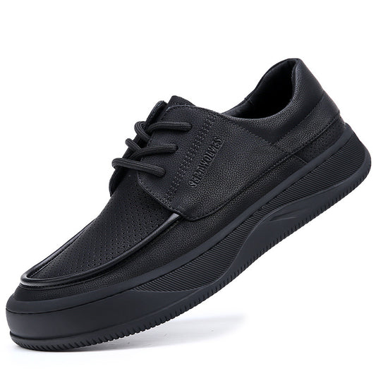 Perforated Leather Casual Loafers