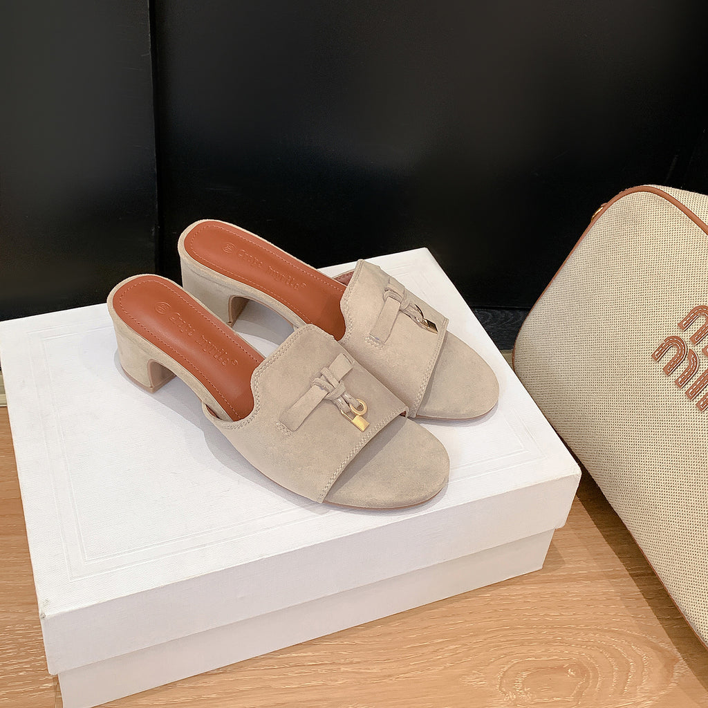 Tassel Lock Block-Heel Sandals