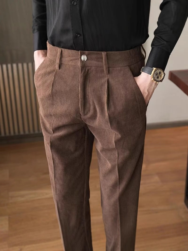 Pleated Corduroy Trousers