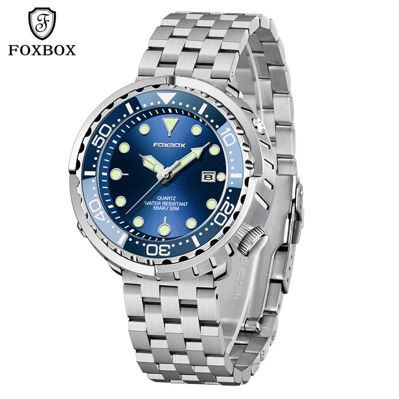 LIGE2023 cross-border exclusive FOXBOX men's quartz watch three-hand date waterproof watch business men's watch