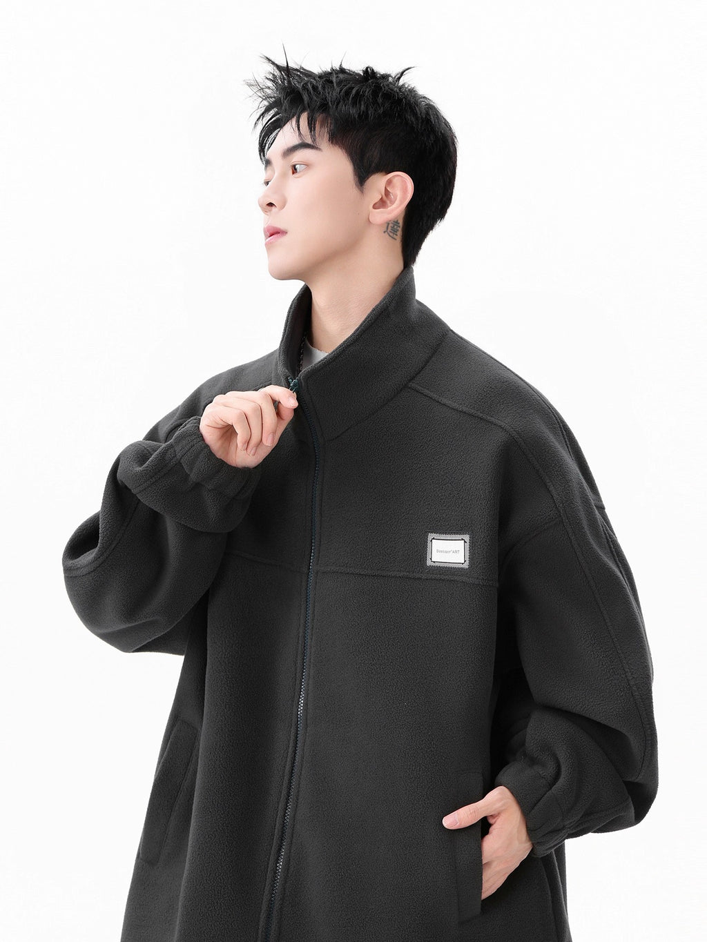 Oversized Polar Fleece Zip-Up Jacket