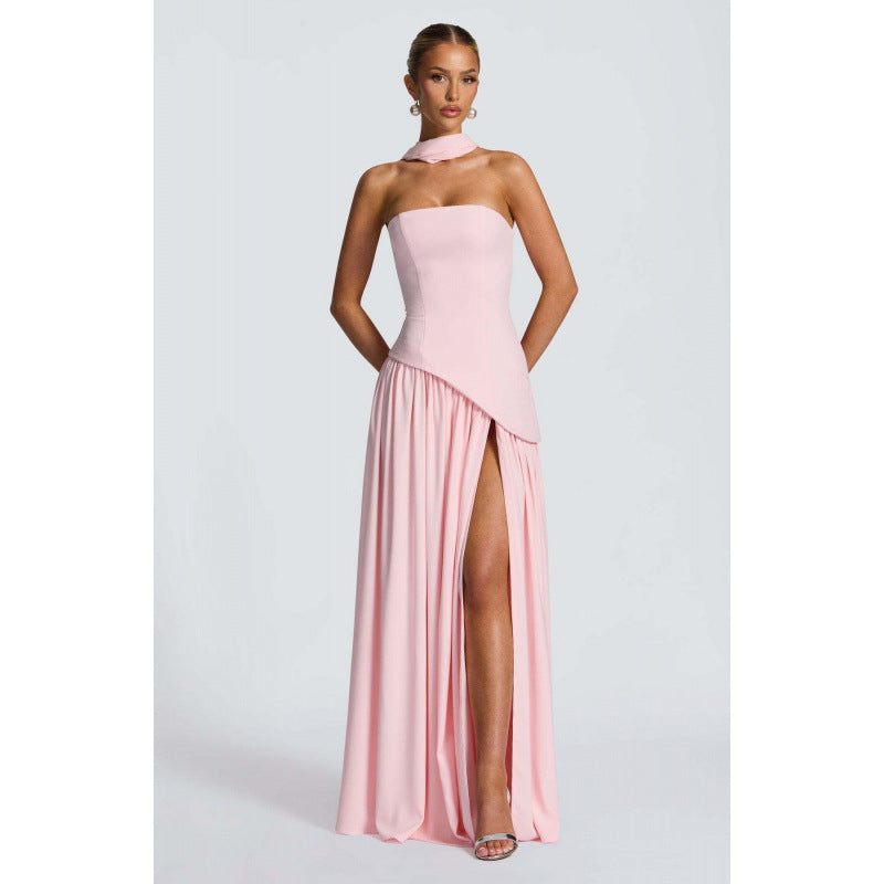 Strapless Slit Maxi Dress