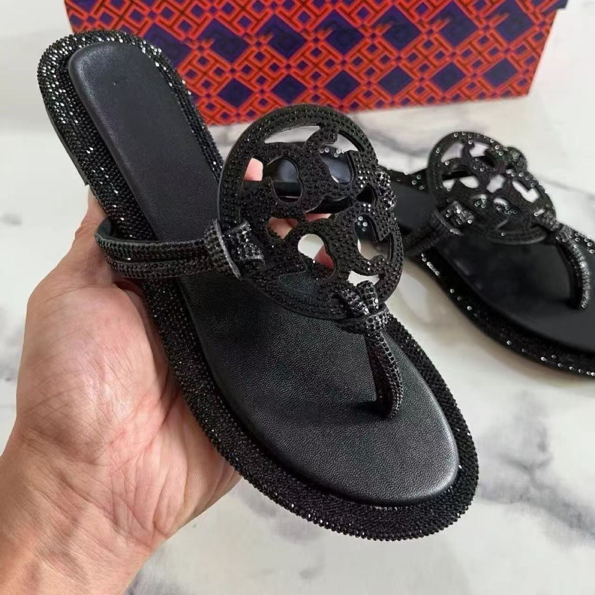 Rhinestone Thong Sandals