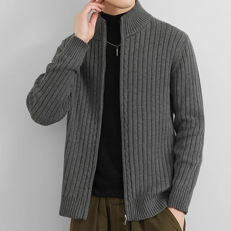 Men's Ribbed Zip-Up Cardigan