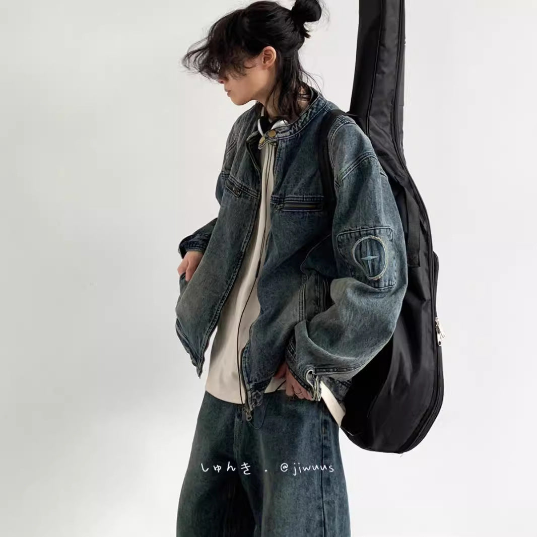 Vintage Unisex Embroidered Denim Jacket