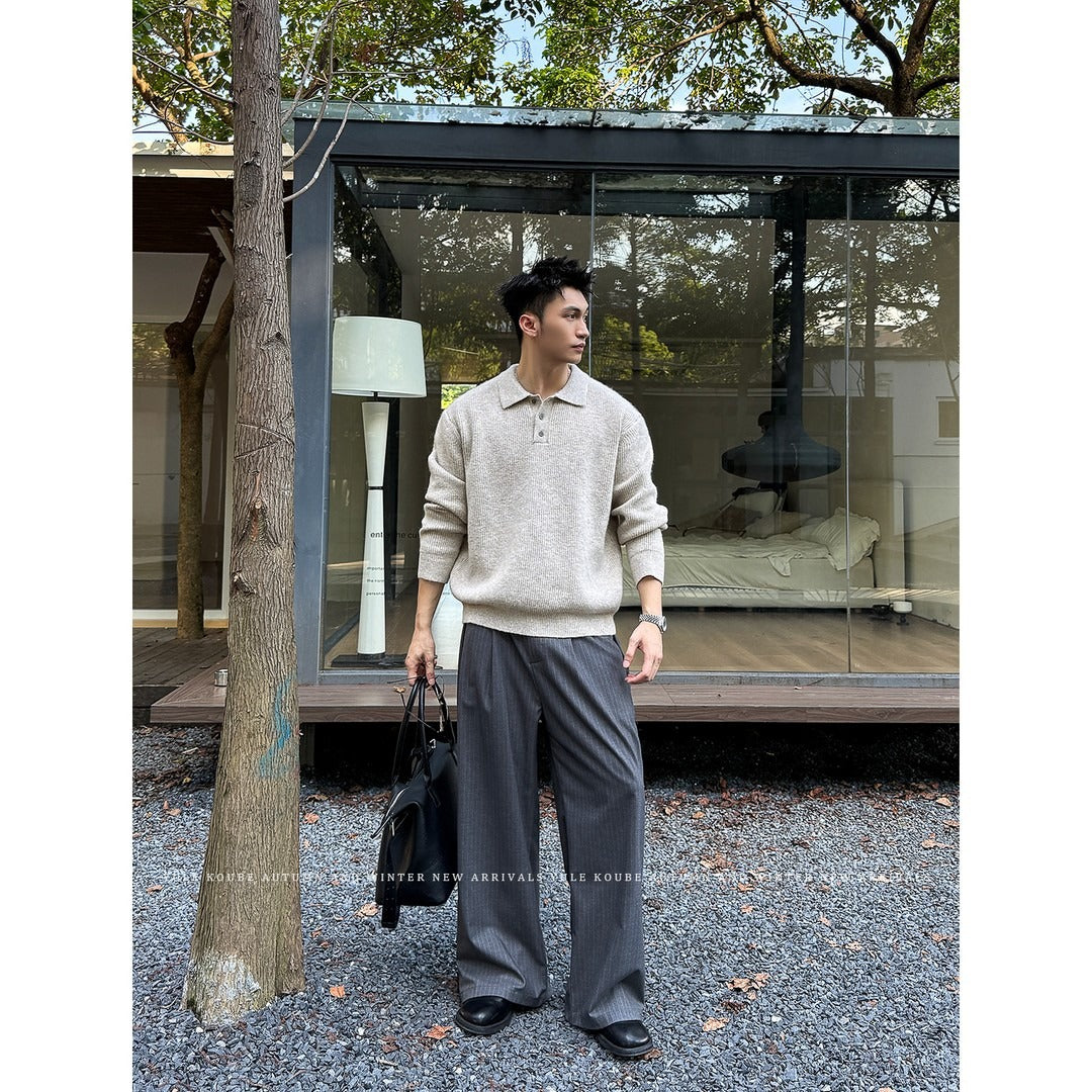 Old Money Knitted Polo Sweater