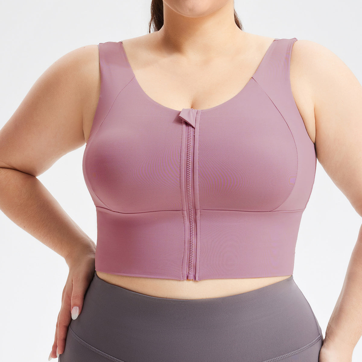 Plus-Size Zip-Front Sports Bra