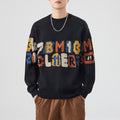 Intarsia Block Letter Oversized Knit