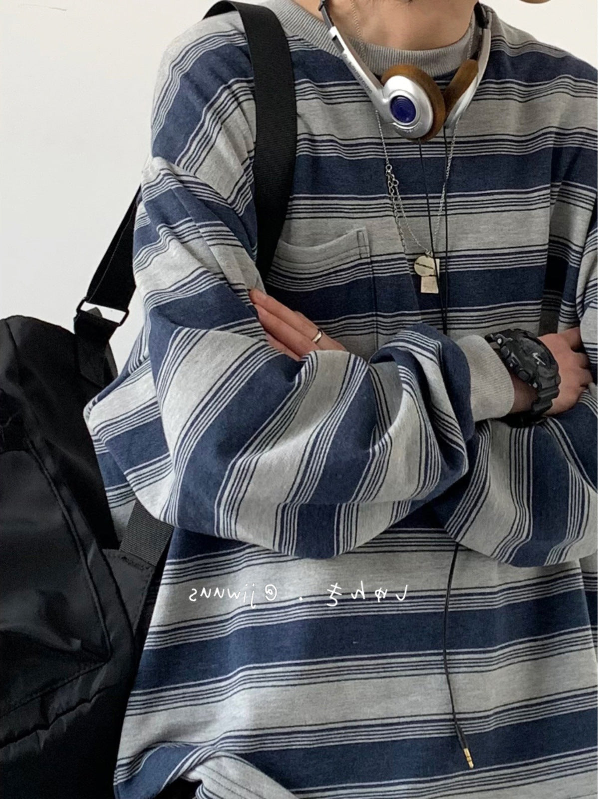 Oversized Nautical Stripe Sweatshirt